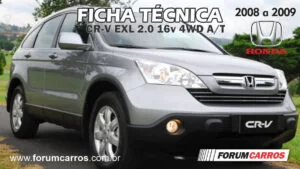 Ficha Técnica do Honda CR-V EXL 2.0 16v 4WD Automatica de 2008 a 2009