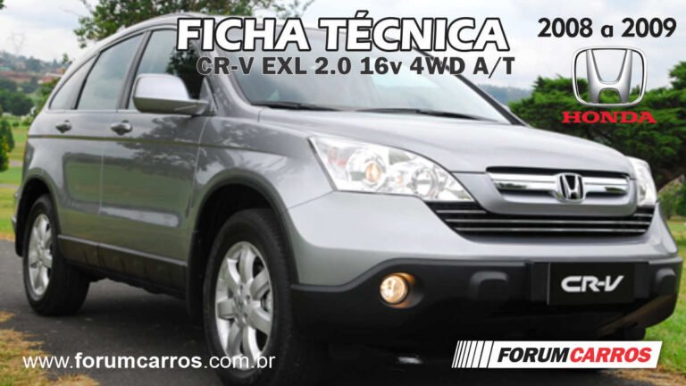 Ficha Técnica do Honda CR-V EXL 2.0 16v 4WD Automatica de 2008 a 2009
