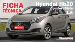 Ficha Tecnica do Hyundai Hb20 Comfort Style 1.6 2016 a 2019